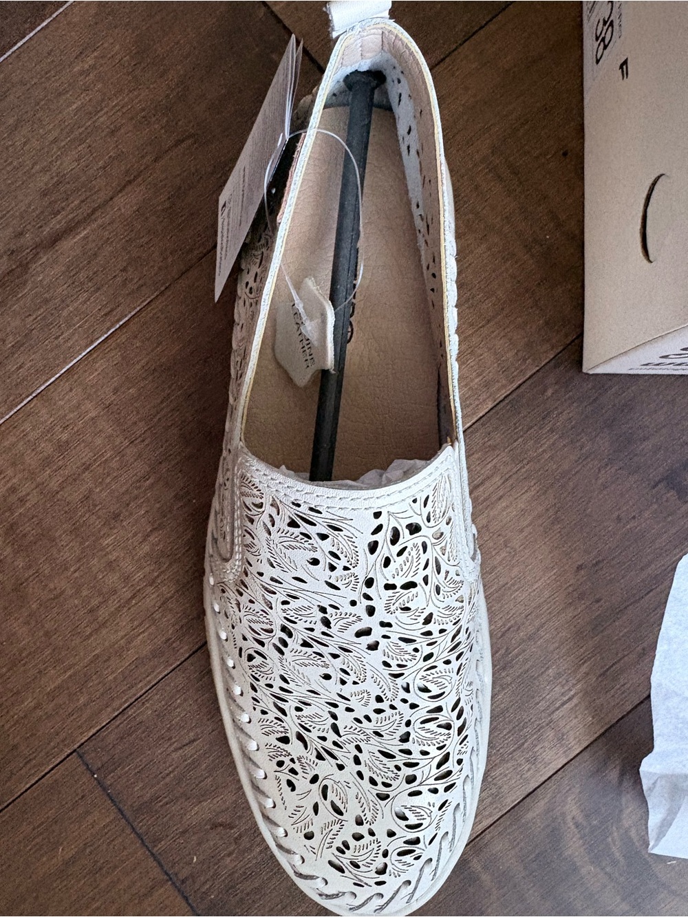 Women's Laser-Cut Slip-On Loafer — Cream
